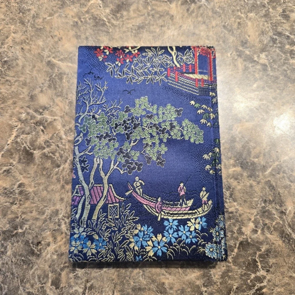 Chinoiserie brocade fabric covered journal notebook‎ hardcover diary...